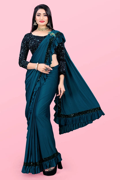 Maroon lycra blend solid saree for women with 6.3 meters length, shown with matching blouse, from the 6706 brand.