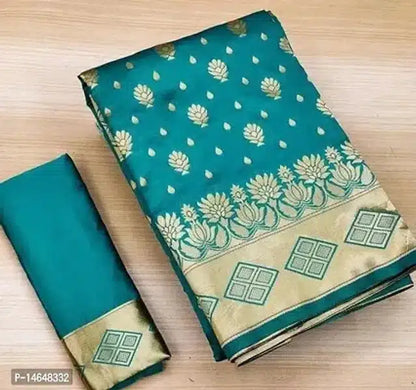 Dark green Jacquard printed saree for women, 6.3 meters long with intricate design and matching blouse, by 6706.