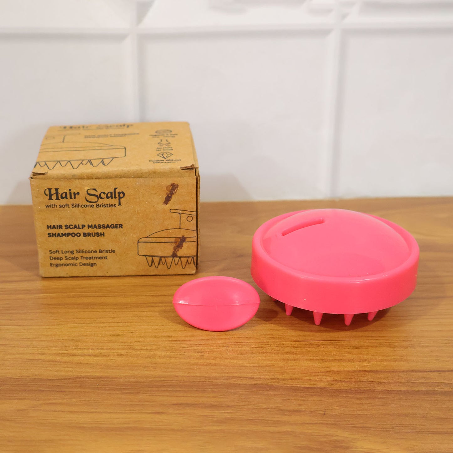 Wukusy silicone scalp massager shampoo brush with flexible bristles for gentle hair and scalp cleansing in a single piece