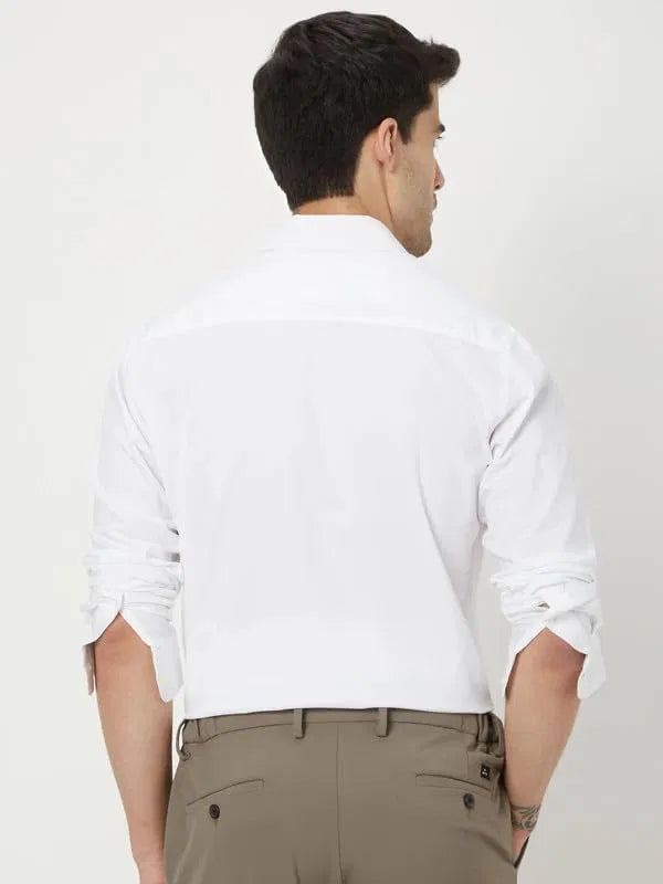 Set of three men's white slim fit formal and casual shirts with full sleeves from 6824, perfect for versatile wardrobe options.