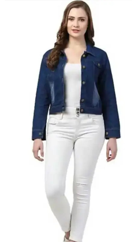Elegant women’s denim jacket from ecomn, stylish outerwear with a trendy waistcoat design, perfect for casual and chic looks.