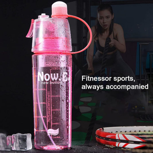 Multicolor plastic 2-in-1 mist spray water bottle by Wukusy, 400ml capacity, featuring a compact design for home and kitchen use.