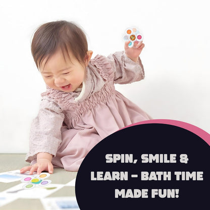 White Wukusy baby spinner toy set with three sensory suction spin toys for infants and sensory play.