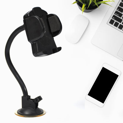 Wukusy 7217 mobile phone holder with 27cm long arm, strong suction cup, for car windscreen and dashboard mount, supports smartphones.