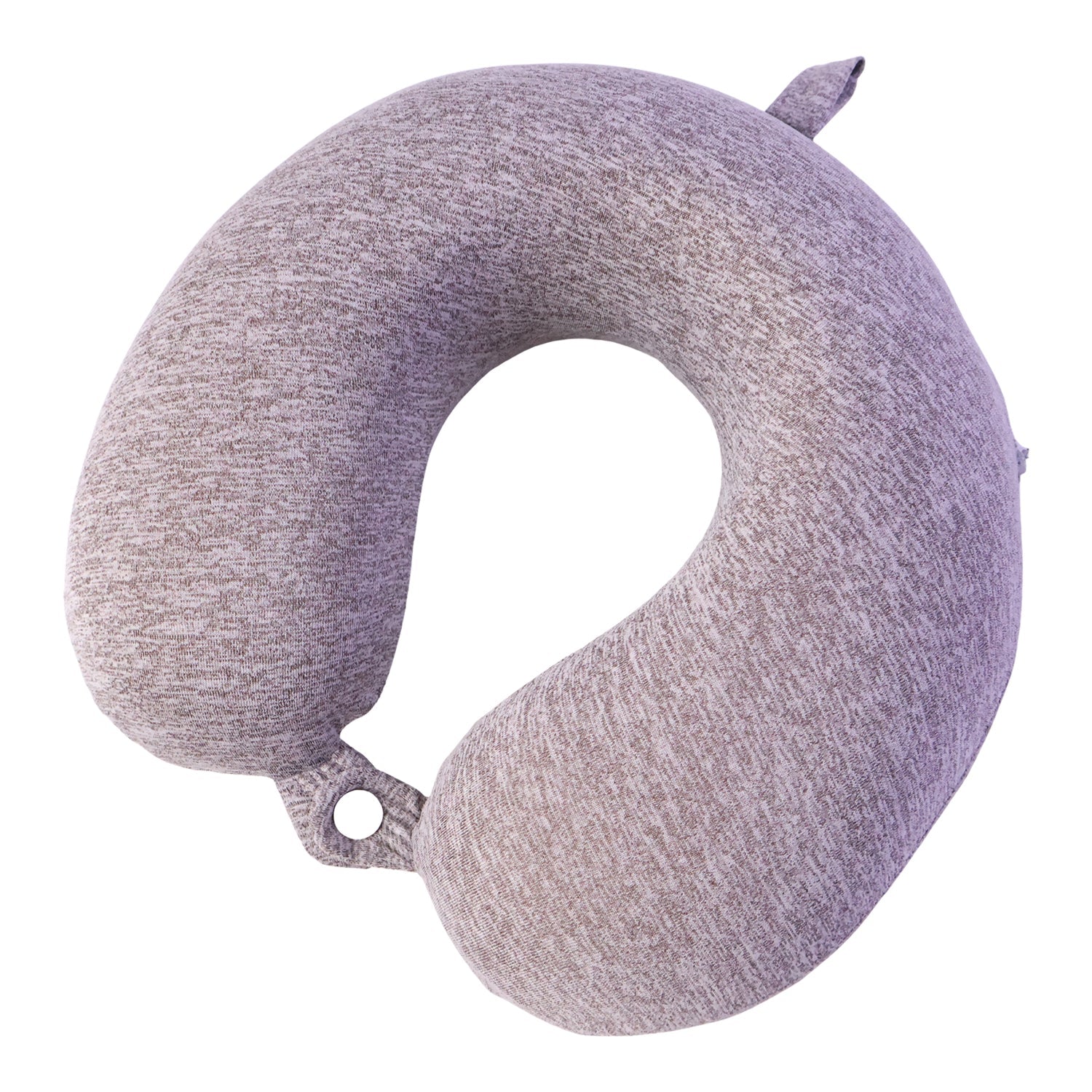 Grey melange U-shaped travel neck pillow by Wukusy, providing soft head and neck support for comfortable journeys.