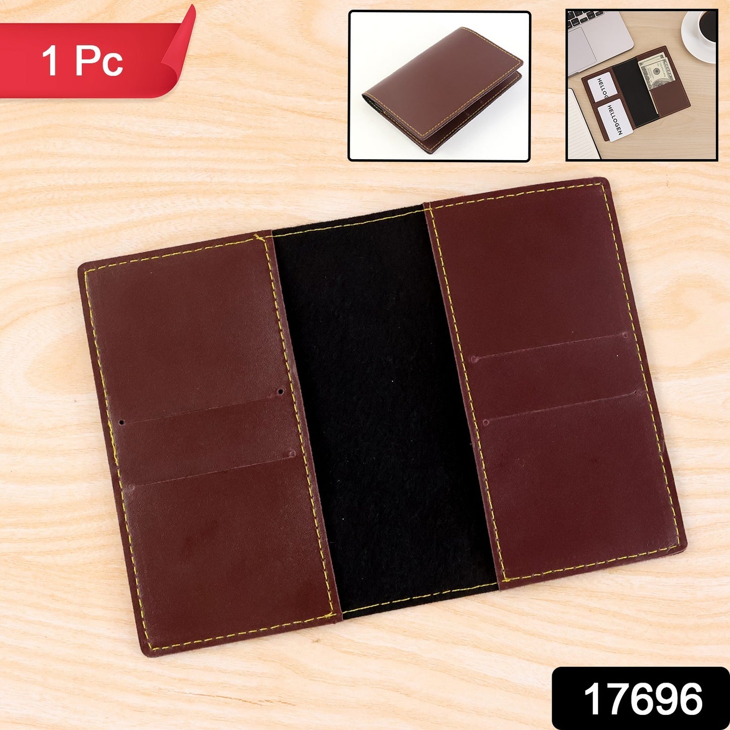 Wukusy PU leather multipurpose card holder and slim travel wallet with multiple card slots and compact design.