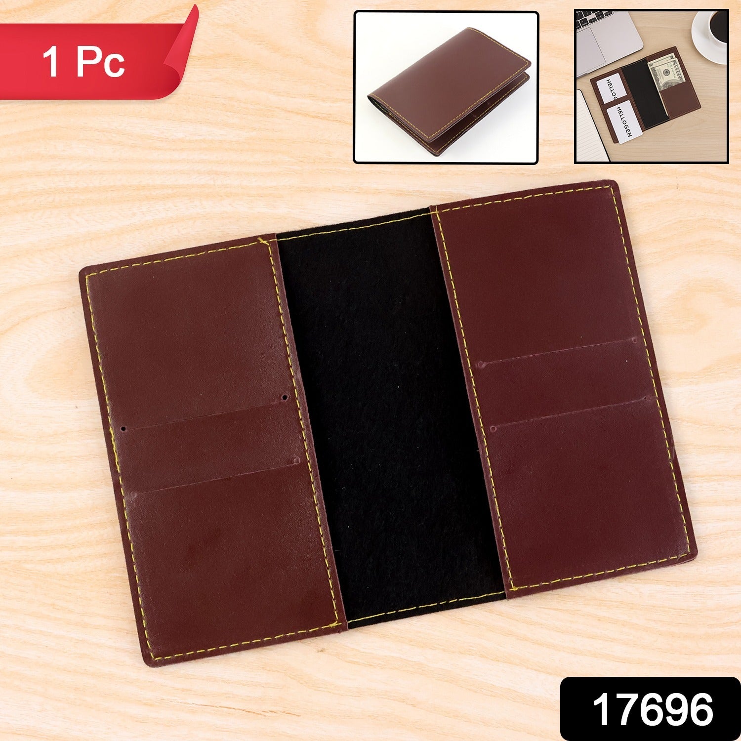 Wukusy PU leather multipurpose card holder and slim travel wallet with multiple card slots and compact design.