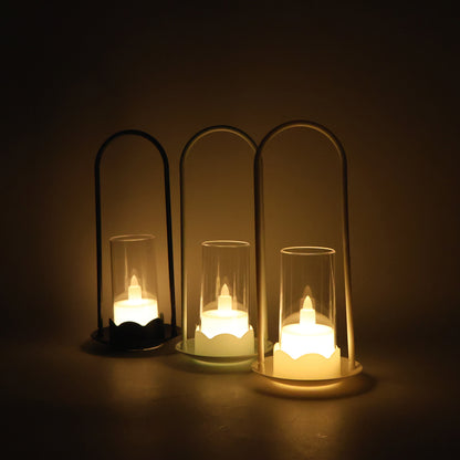 Set of six Wukusy flameless LED candles, decorative wind light style for home decor with realistic flickering glow.