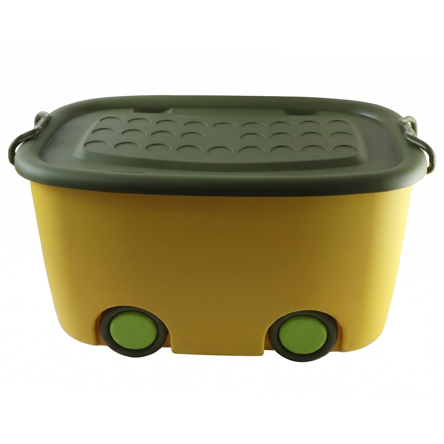 Wukusy 25L rolling storage container box with wheels and lid, ideal for toy organization and storage.