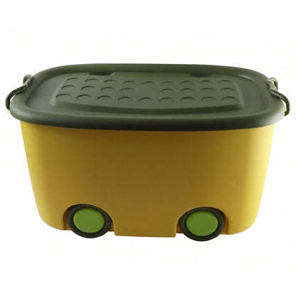 Wukusy 25L rolling storage container box with wheels and lid, ideal for toy organization and storage.