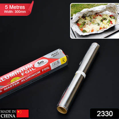 Wukusy 2330 aluminum foil roll, heavy-duty non-stick baking and grilling kitchen tool, 5m x 300mm thick aluminum foil sheet