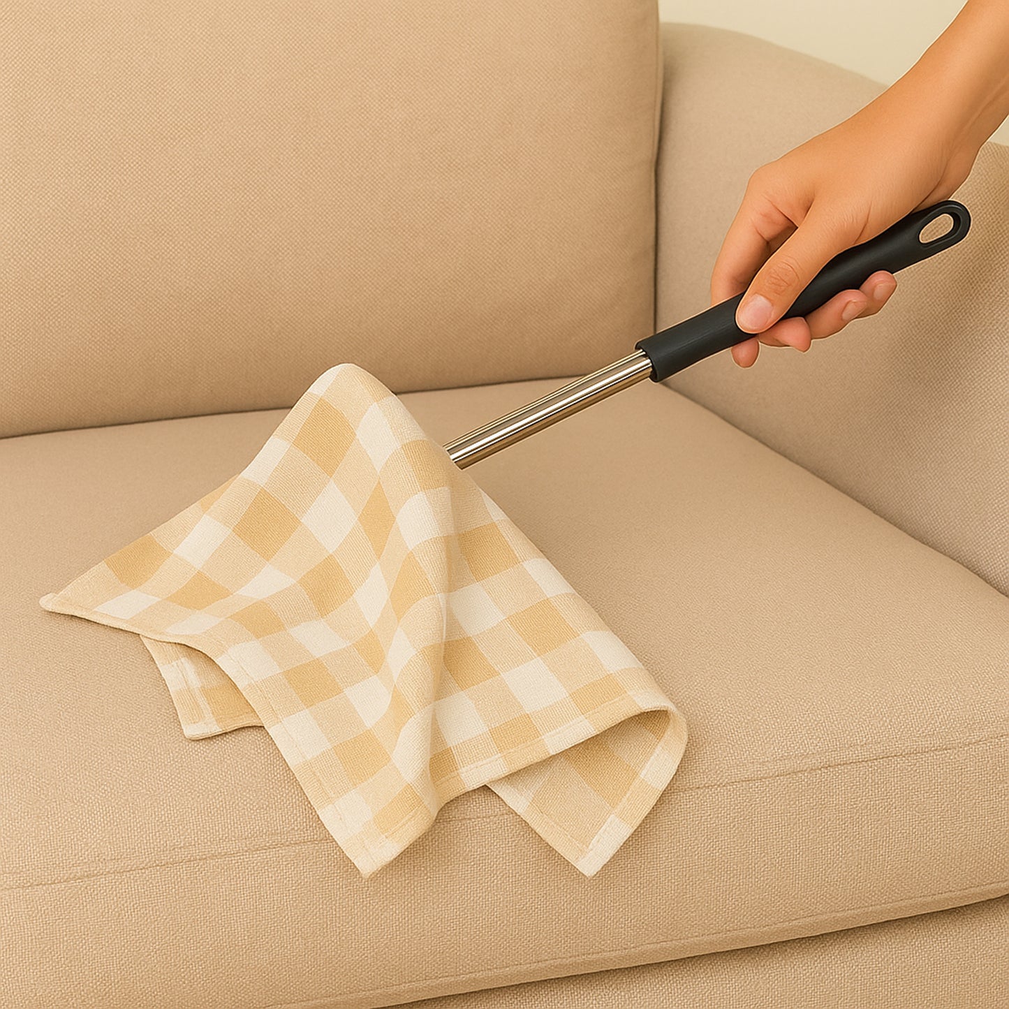 Wukusy non-extendable dusting cloth with handle for cleaning furniture and surfaces in home improvement tasks