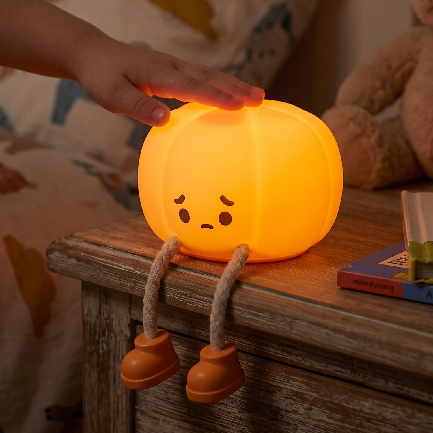 Silicone Pumpkin Night Light Usb Rechargeable Soft Touch Lamp (1 Pc)