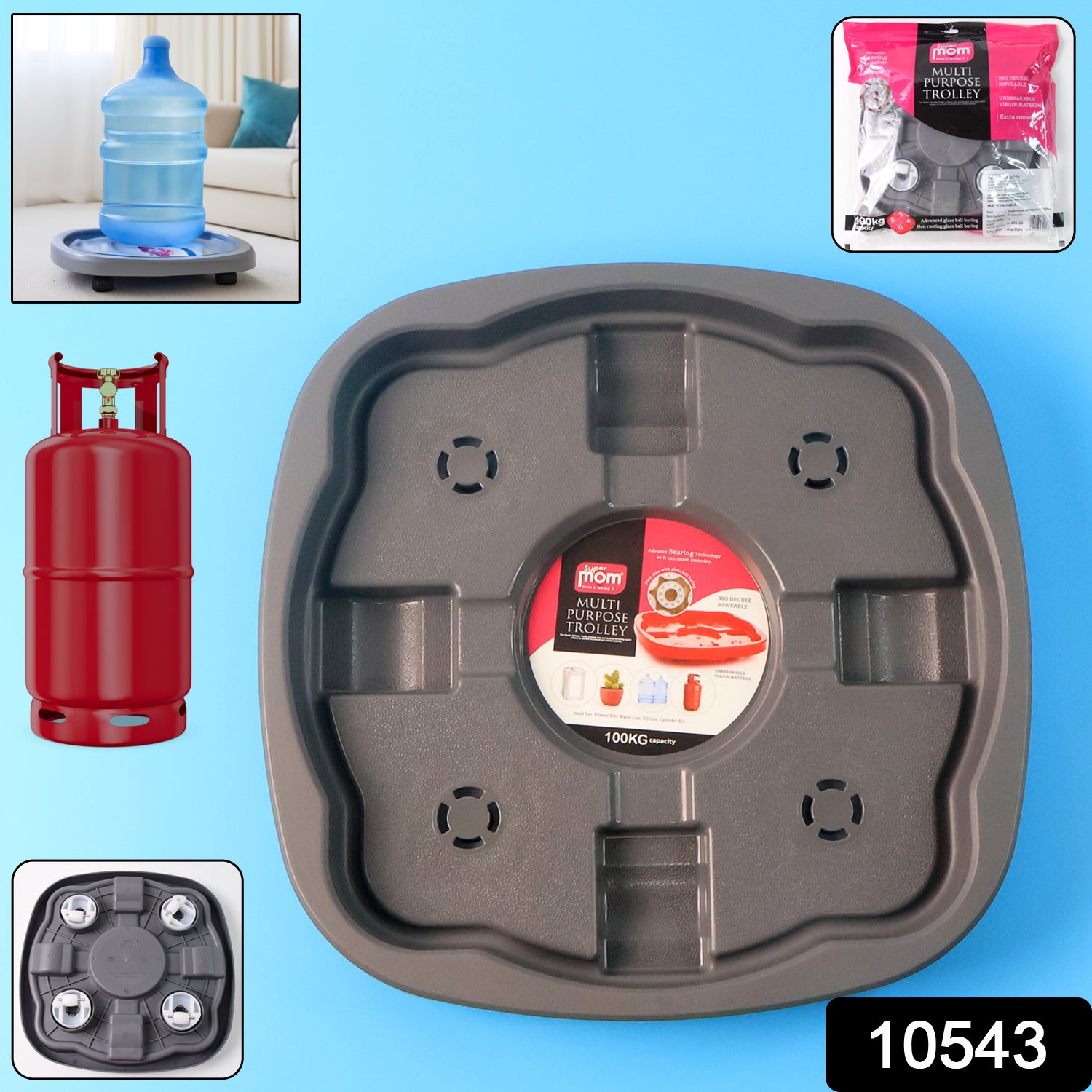 Wukusy Supermom heavy-duty gas cylinder trolley with sturdy metal frame and wheels for safe, easy transportation of gas cylinders.