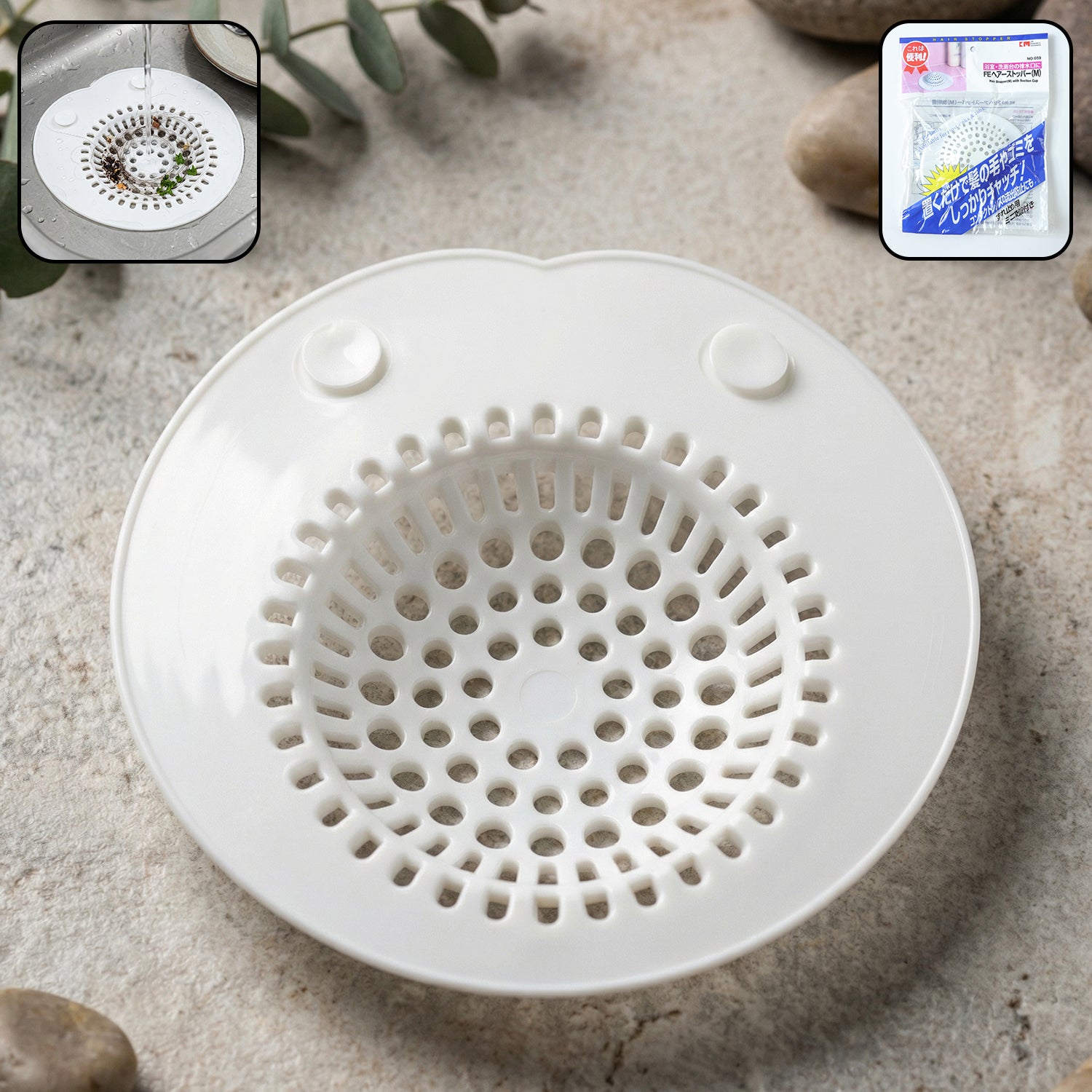 Flexible silicone sink drain strainer by Wukusy, showing a close-up of the black silicone mesh designed to catch debris.