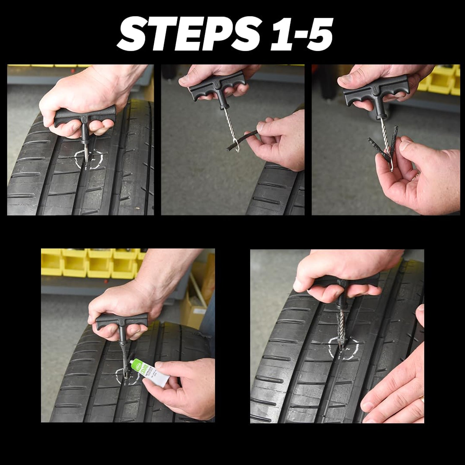 Wukusy tyre repair Brown emergency puncture seal strips set with 5 repair strips for quick flat tire fixes