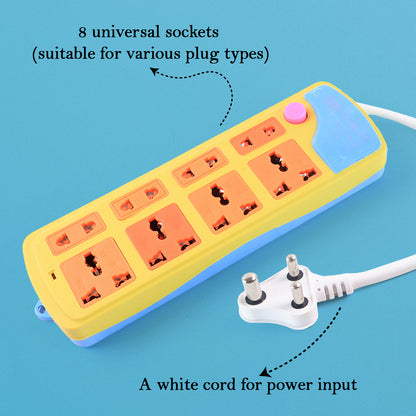 Wukusy 8-socket office extension board with power switch and surge protection, ideal for multiple device connections.