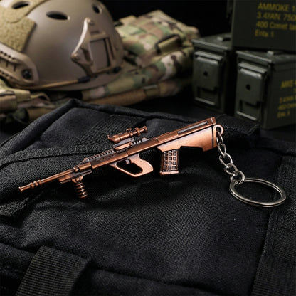Metal gun shape keychain by Wukusy featuring a realistic gun design on a keyring, perfect for accessory collection.