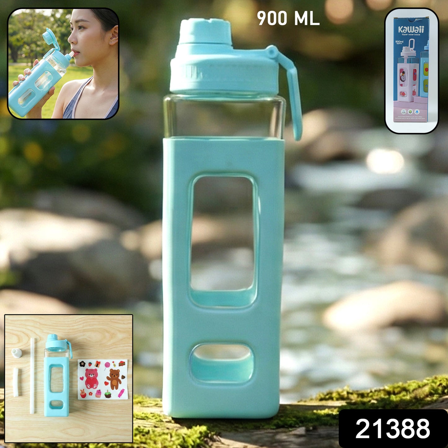 Wukusy premium 900 ml leak-proof plastic water bottle with secure screw lid and ergonomic design, suitable for outdoor activities.