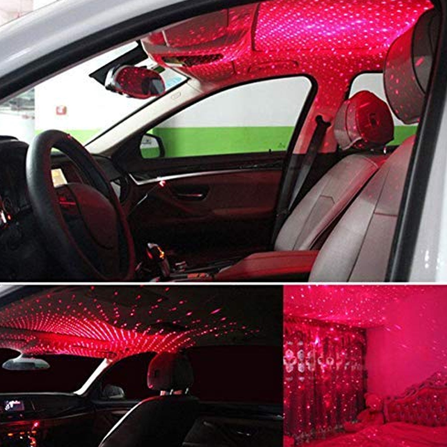 Wukusy 7290 multipurpose laser galaxy night sky projector for car ceiling, bedroom, or party ambiance with USB light.