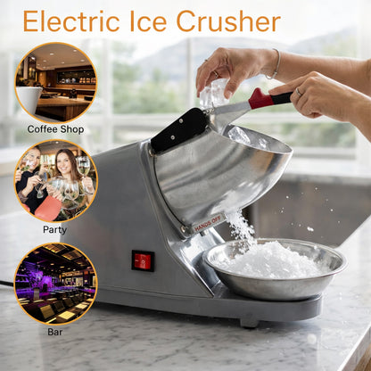 Wukusy electric ice crushing machine with stainless steel bowl for quick, efficient ice crushing in a sleek kitchen appliance setting.