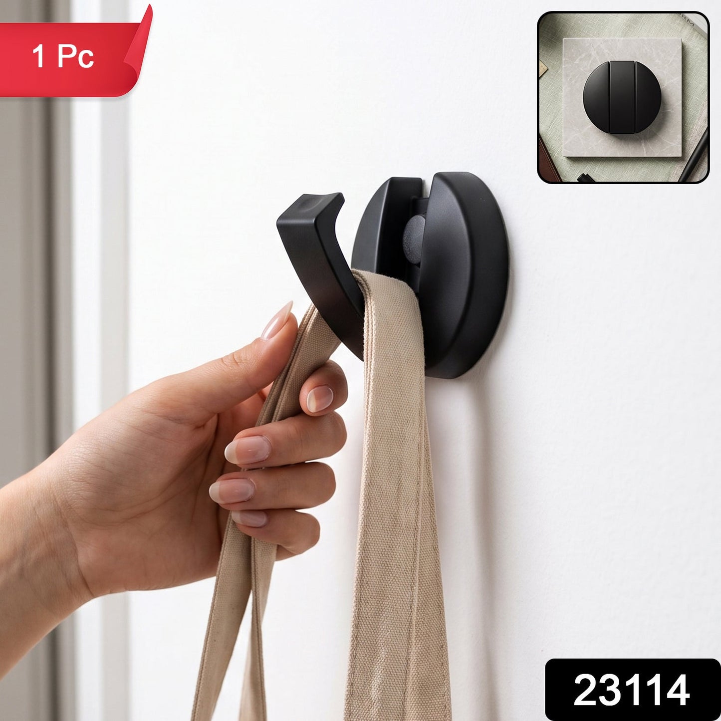 Heavy-duty foldable wall mount hook by Wukusy with screws, ideal for hanging clothes and bags on a sturdy wall surface.