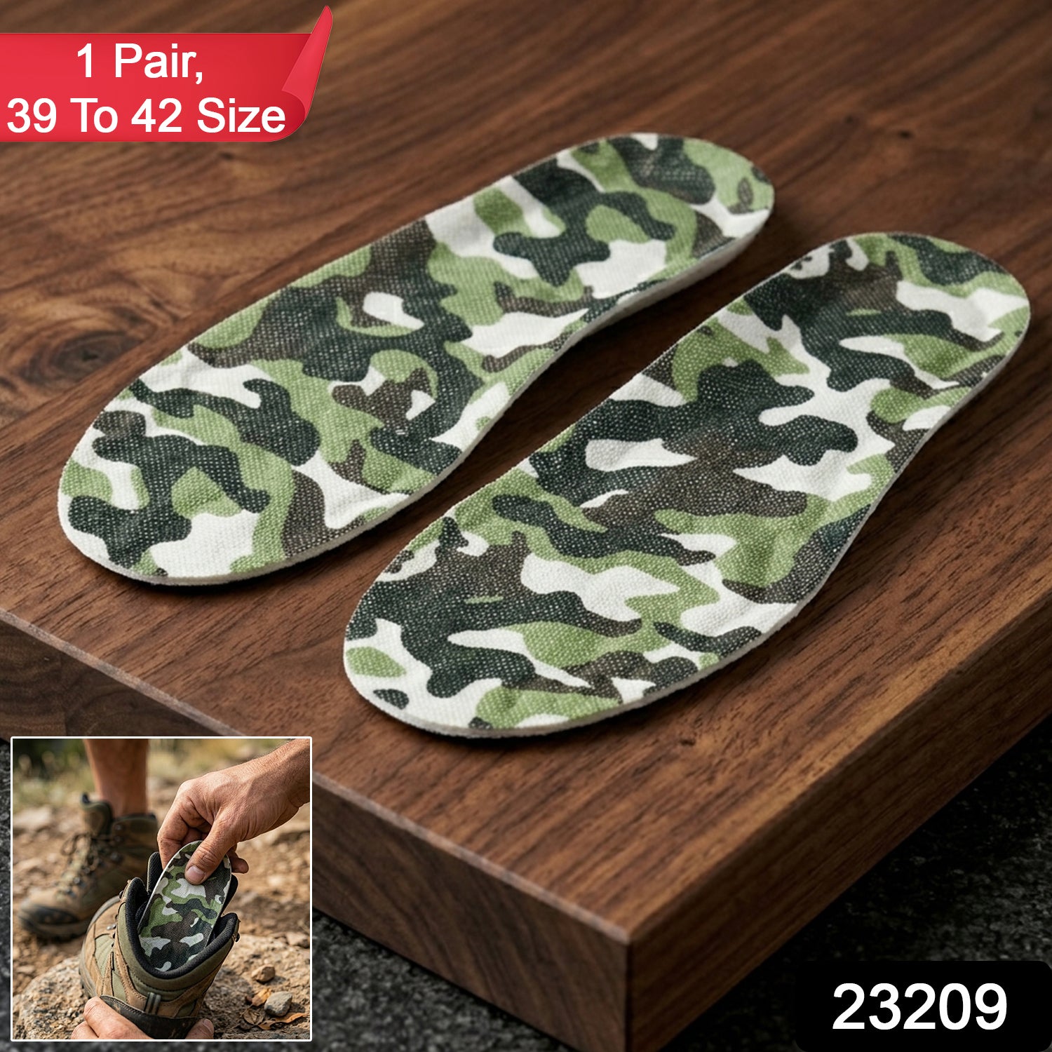 Wukusy flexible shock-absorbing shoe insoles for size 39-42, showing cushioned support and flexible design for comfort.