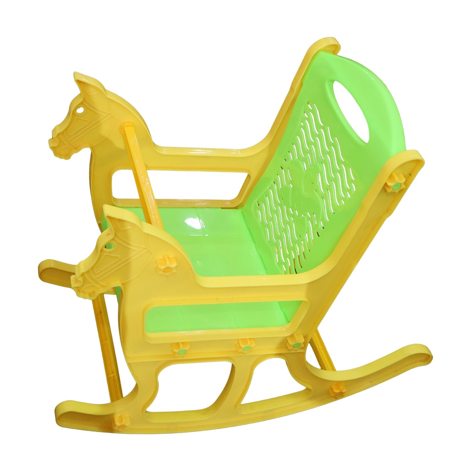 Wukusy kids plastic horse rocking chair with backrest, colorful baby rocker seat for children, safe and comfortable play furniture