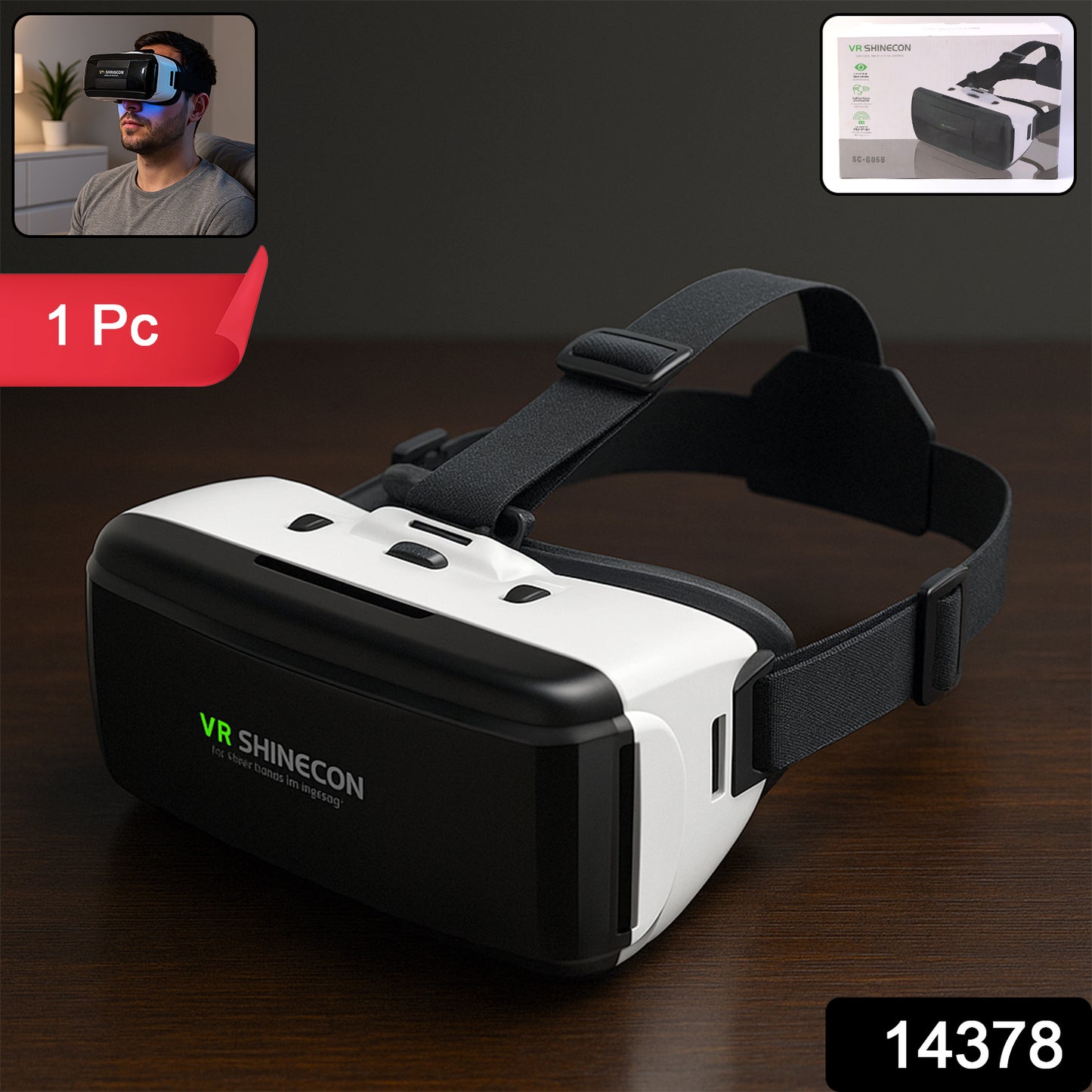 Wukusy premium VR 3D virtual reality headset with adjustable straps and built-in lenses for immersive virtual experiences.