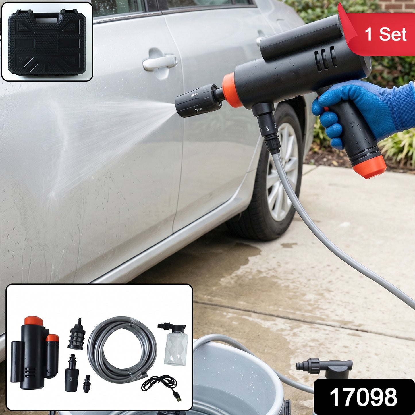 Wukusy portable cordless high pressure car washer with ergonomic handle and spray nozzle for effortless vehicle cleaning