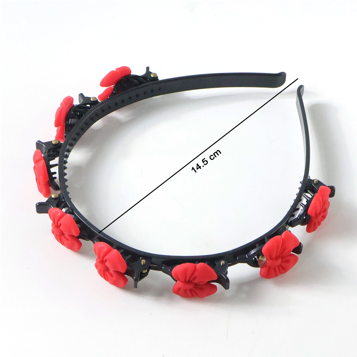 Wukusy decorative floral headband with built-in mini claw clips, stylish hair band for versatile hair styling, shown on white background.