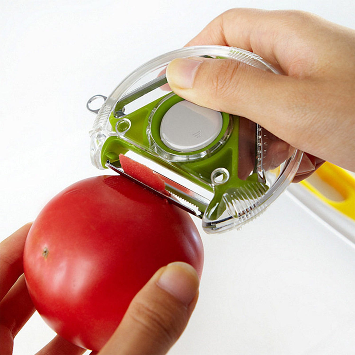 Wukusy round planer peeler and cutter vegetable slicer showing stainless steel blade and ergonomic handle for kitchen prep.