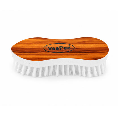 Wukusy Veepee ergonomic cloth washing brush with wooden handle and flexible bristles for effective laundry cleaning.