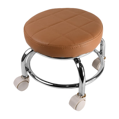 Wukusy heavy-duty steel round rolling pedicure stool with wheels, adjustable height, and padded seat for home improvement projects