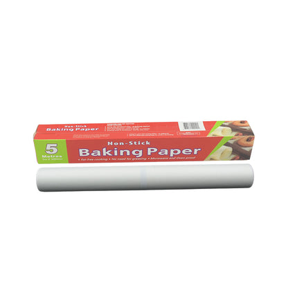 White Wukusy non-stick microwave oven proof parchment paper for baking, grilling, and deep frying, easy to tear and clean.