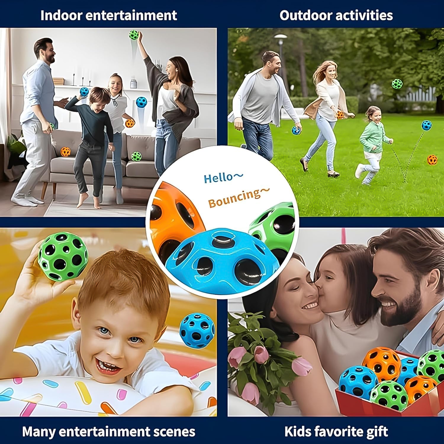 Wukusy rubber super bouncy coral star anti-stress ball in multicolor, toy designed to relieve stress and improve focus.