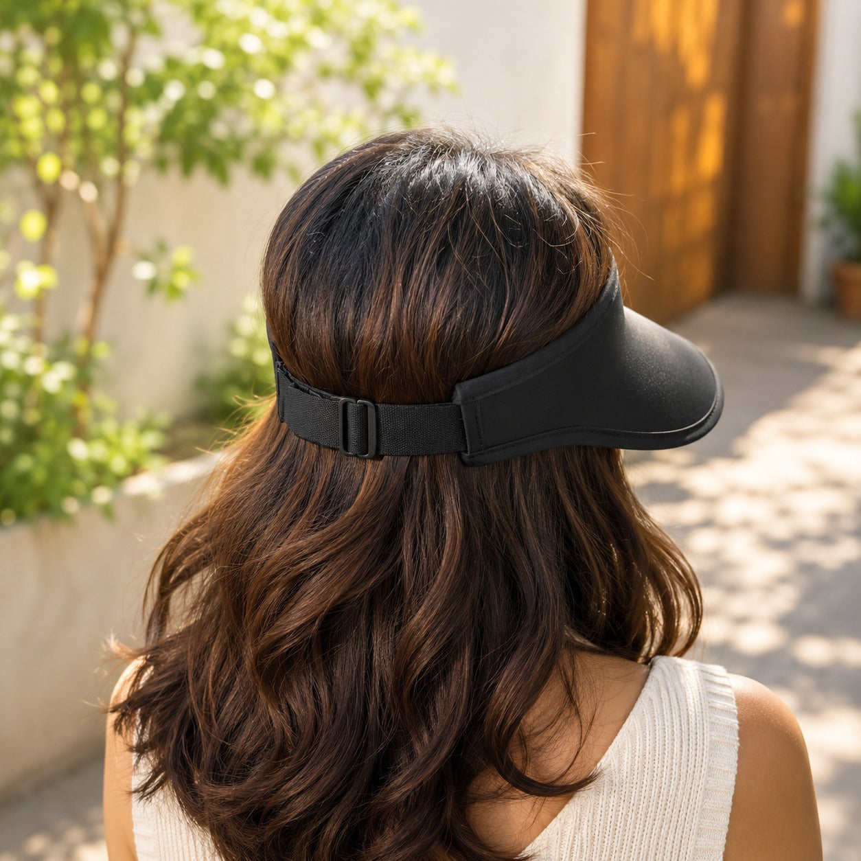 Wukusy women's adjustable wide brim sun visor cap in random color, perfect for outdoor summer protection.