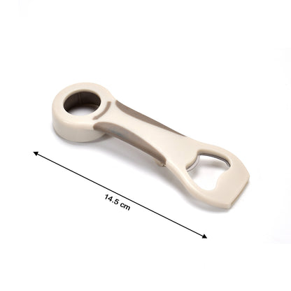 Wukusy 2530 stainless steel bottle opener, 15cm long, with a sleek metallic finish and ergonomic design for easy opening.