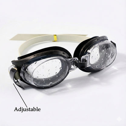 Wukusy UV protection swimming goggles with clear lenses and adjustable strap, designed for comfortable swimming and eye protection.
