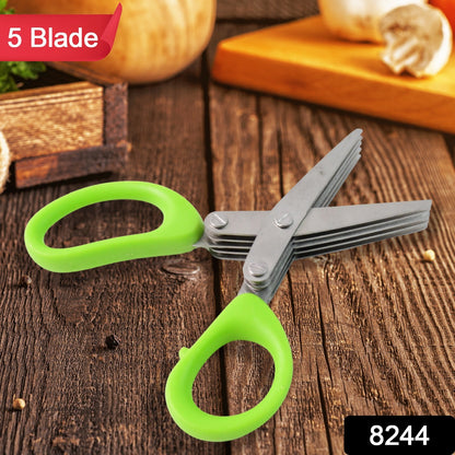 Wukusy premium 5-blade multipurpose herb scissors with stainless steel blades for efficient kitchen herb chopping and food prep.