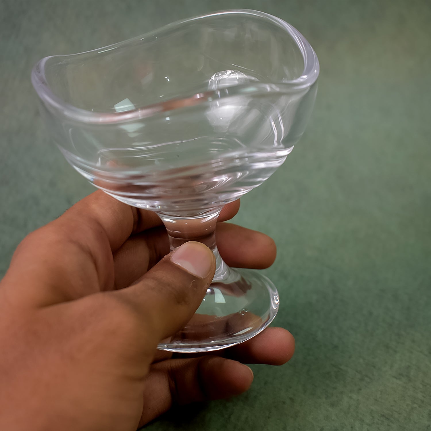 Set of two Wukusy glass footed dessert bowls with a clear, elegant design perfect for serving ice cream and desserts.