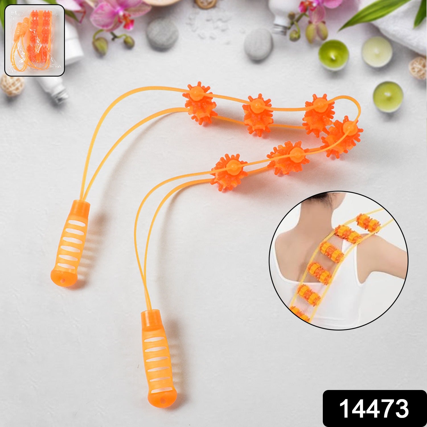 Wukusy handheld back massage roller rope for muscle relief and relaxation, featuring a durable ergonomic design.