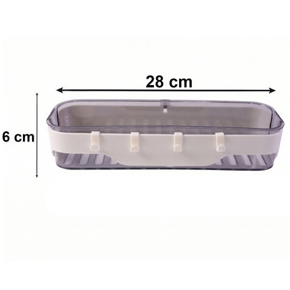 Wukusy stylish bathroom wall shelf with hooks, multi-purpose storage organizer for bathroom or kitchen use, mounted on wall.