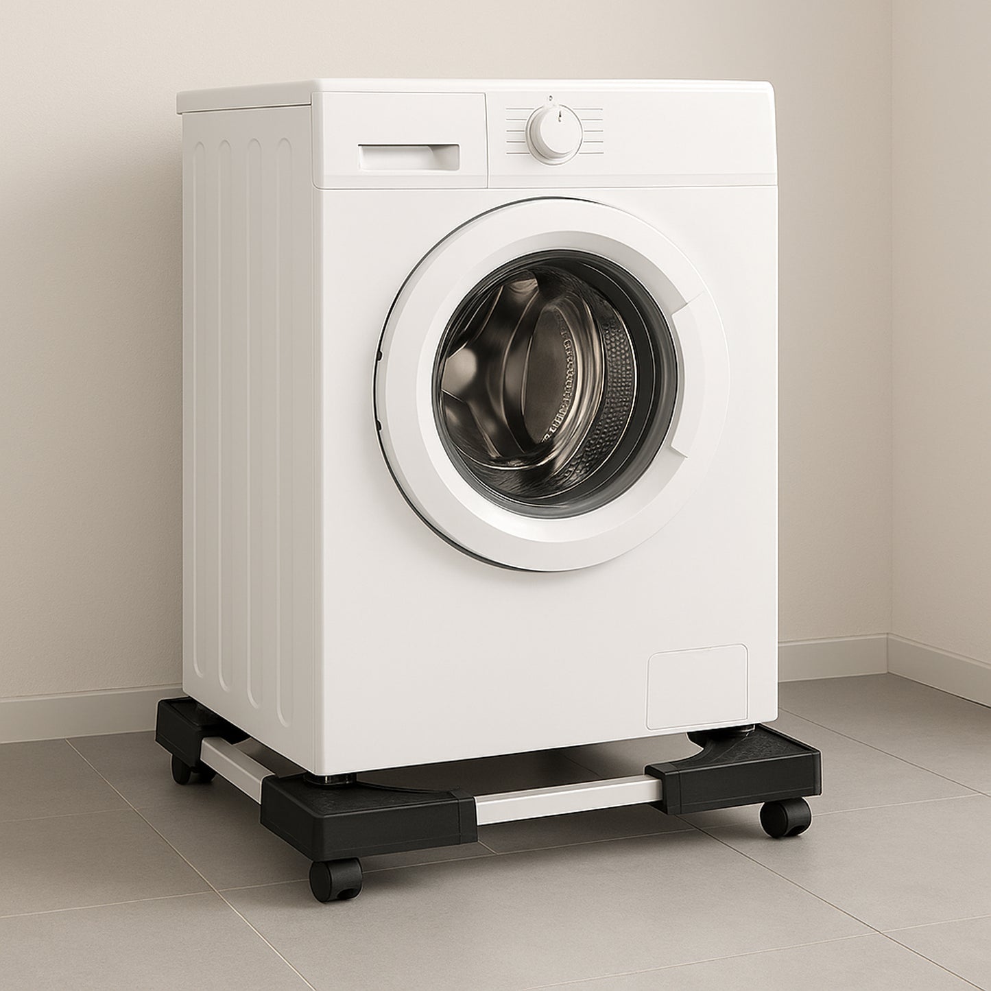 Wukusy adjustable heavy-duty fridge and washing machine stand base trolley, 50x50 cm, sturdy home improvement appliance support