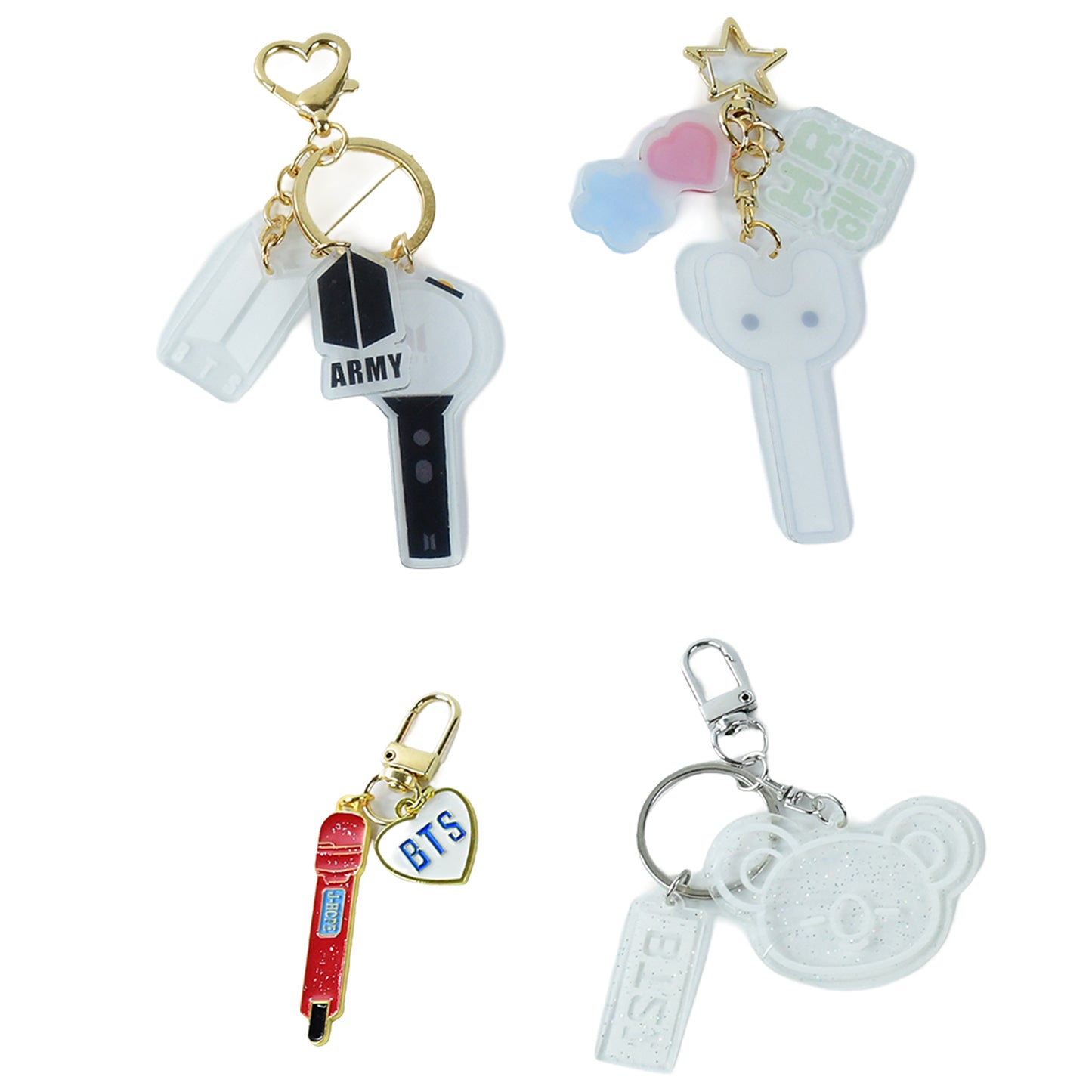 Cute acrylic and metal keychain featuring mixed designs from Wukusy, showing colorful, playful keychain details and materials.