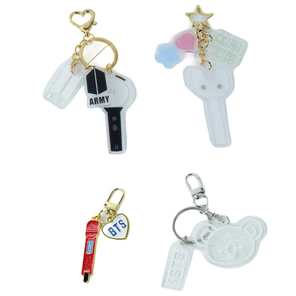 Cute acrylic and metal keychain featuring mixed designs from Wukusy, showing colorful, playful keychain details and materials.