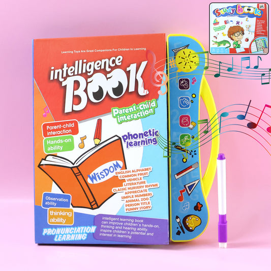 Wukusy Interactive Intelligence Learning Book with Sound Phonics, open pages showing colorful educational content and phonics exercises