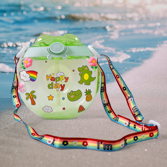 Wukusy donut-shaped water bottle sipper with 400ml capacity, kitchen tool for kids, featuring colorful donut design and leak-proof lid.