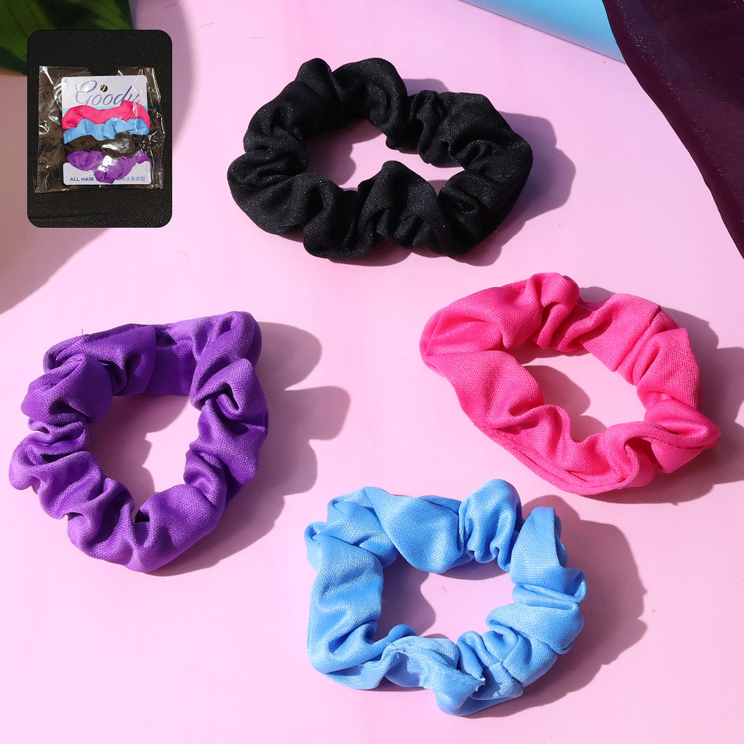 Set of Wukusy soft elastic hair scrunchies in various colors, ideal for gentle hair styling and securing hair comfortably.