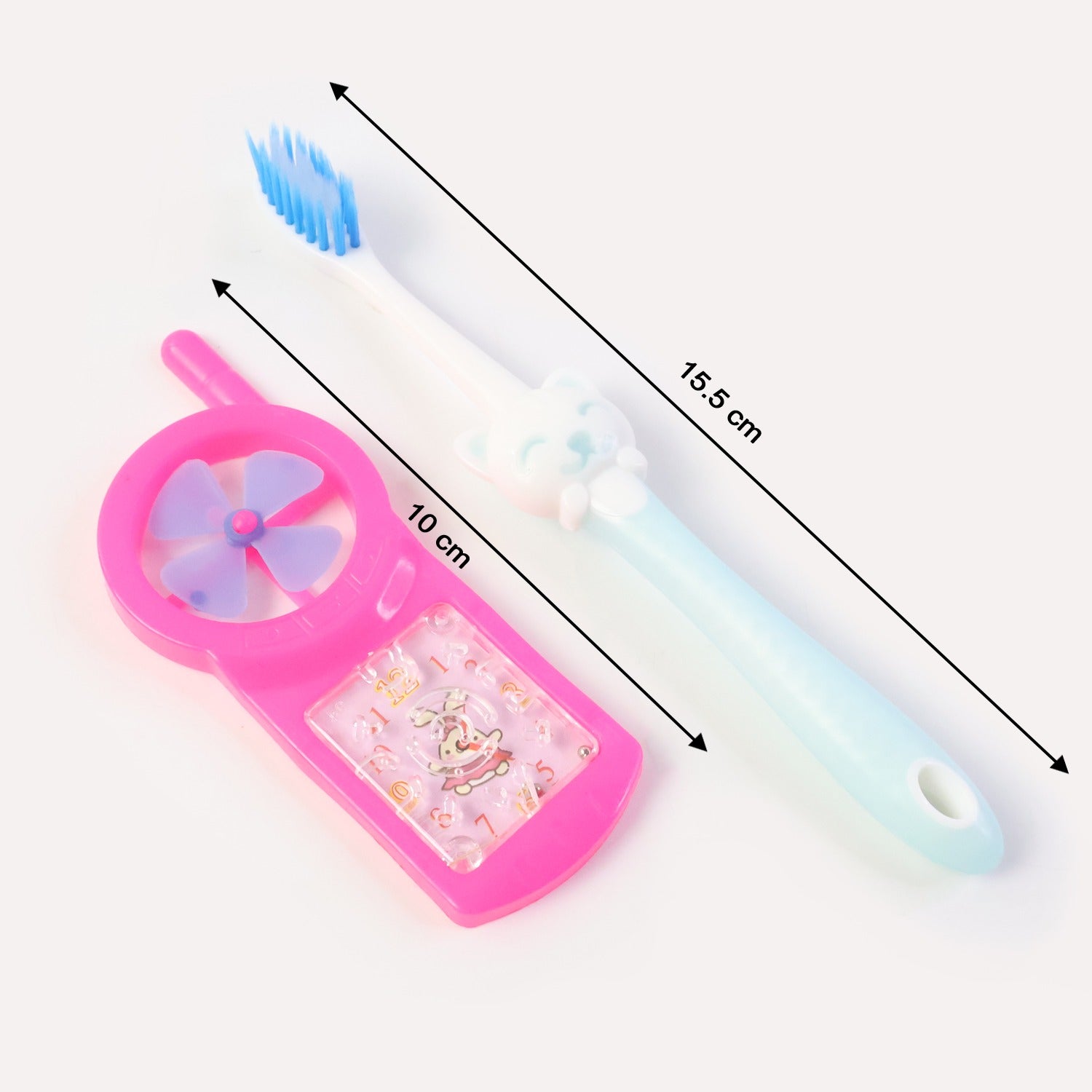 Kids Wukusy toothbrush and fan toy set, featuring colorful toothbrush and playful fan toy for children.